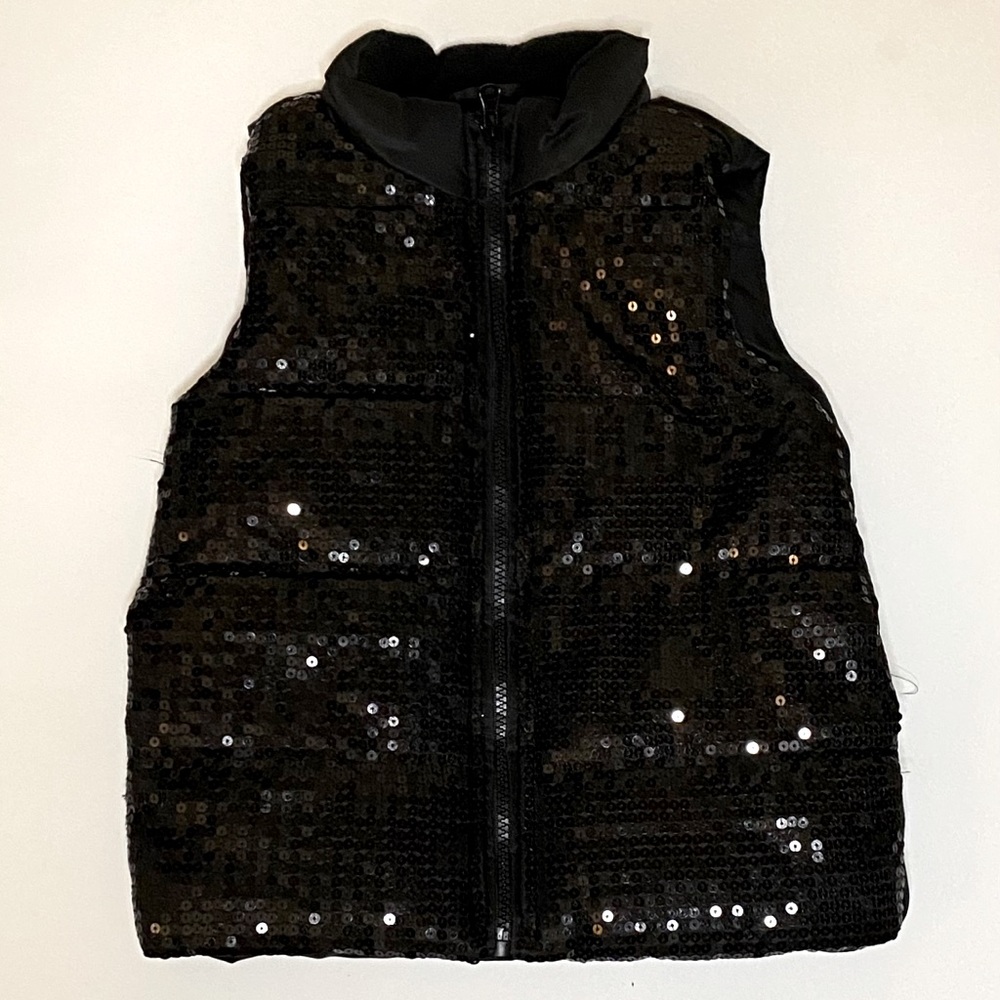 SOLD 1989 Place Puffer Vest Black Sequin S 5/6